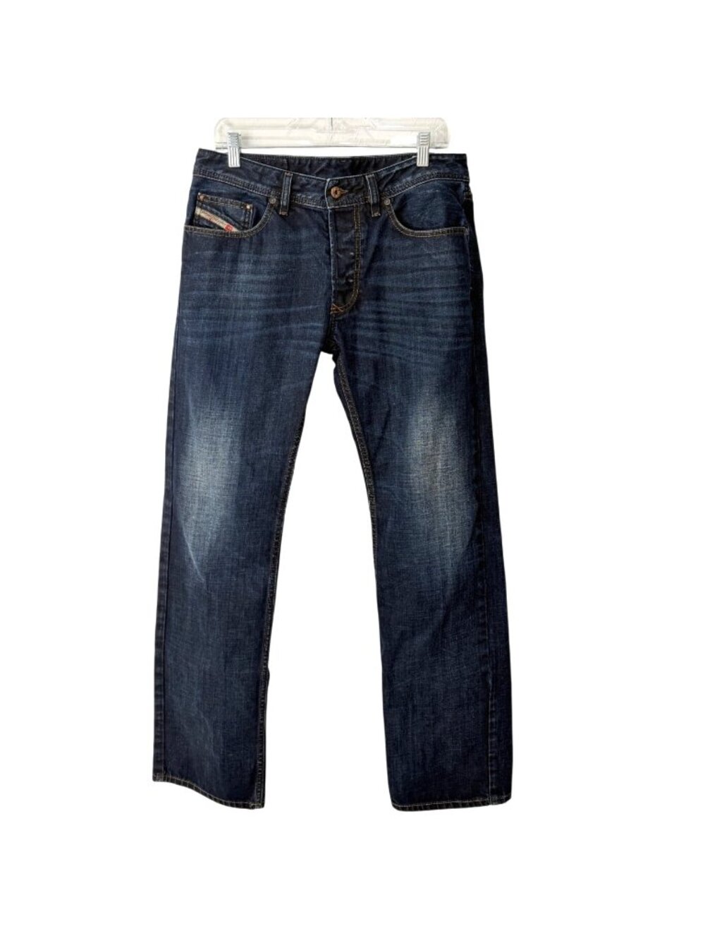 Diesel Mens Size 32x32 Larkee Regular Straight Fit Jeans Dark Wash Denim Blue